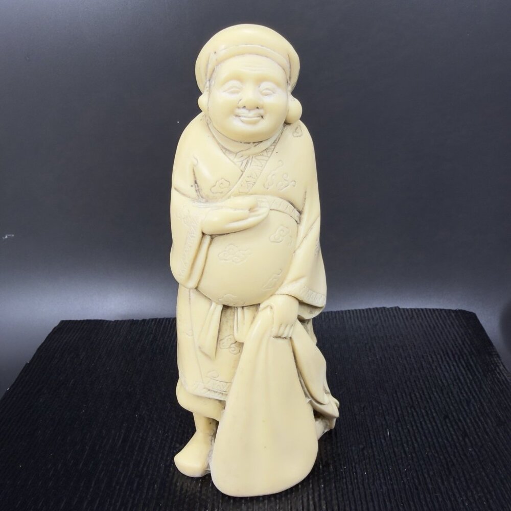 Antique Chinese Laughing Buddha Figurine Resin Sculpture‎ Figurine Carved VTG
